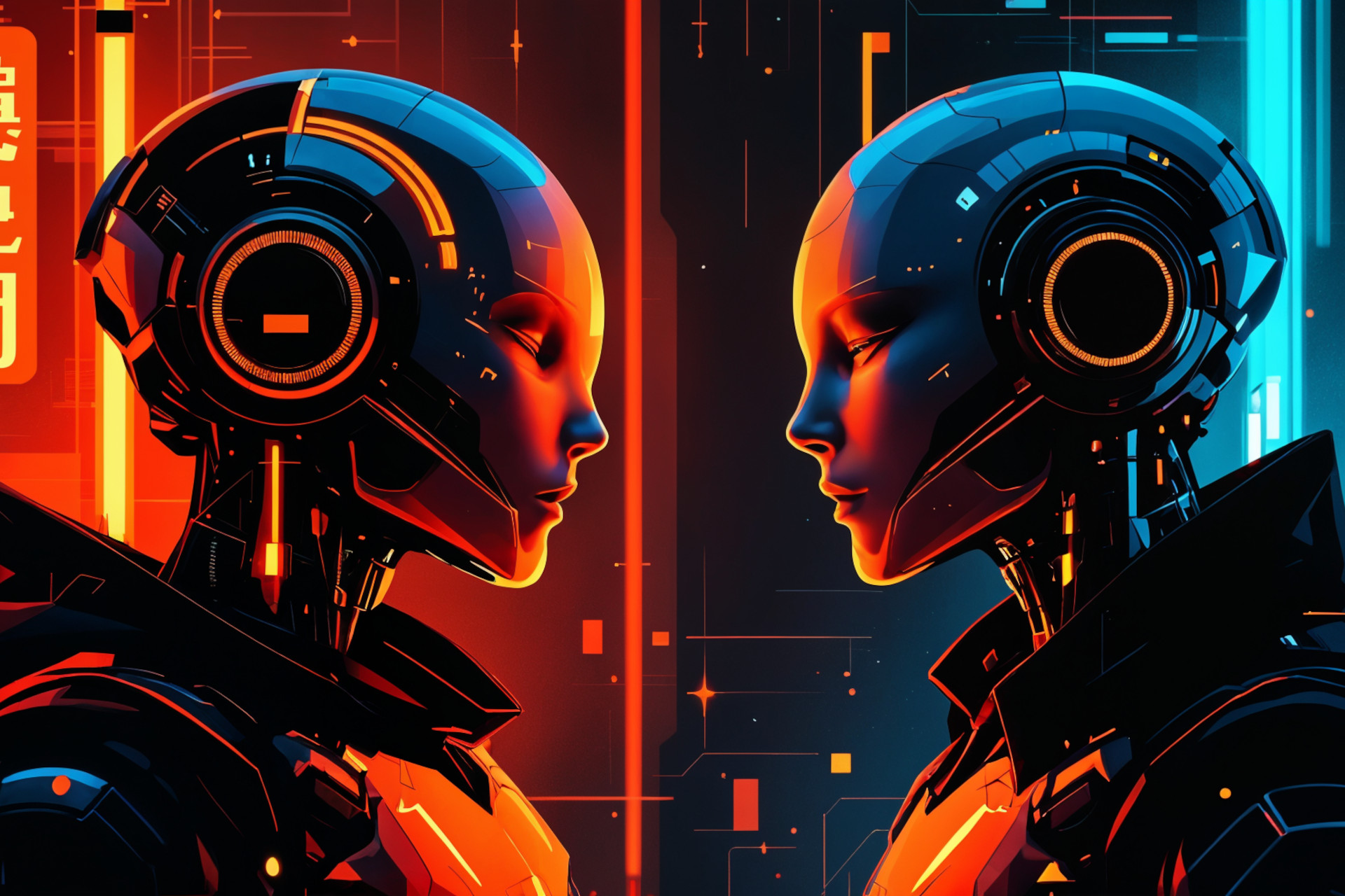 Futuristic AI agents orchestrating DeFi intents solver networks blockchain ecosystem digital art
